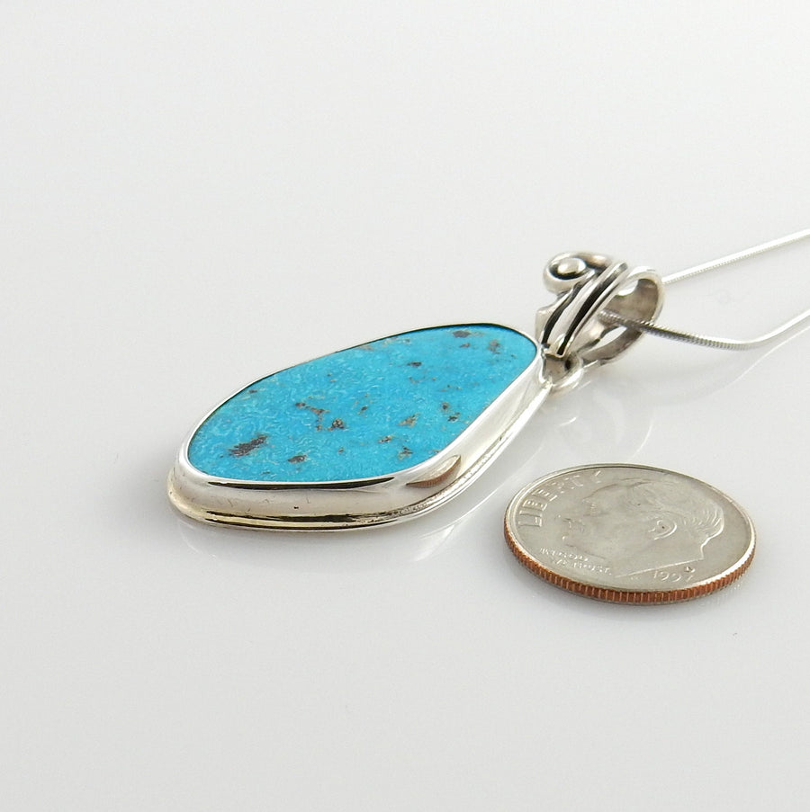 Handmade Silver Morenci Turquoise Pendant