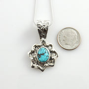 Sterling Silver Spiderweb Turquoise Pendant