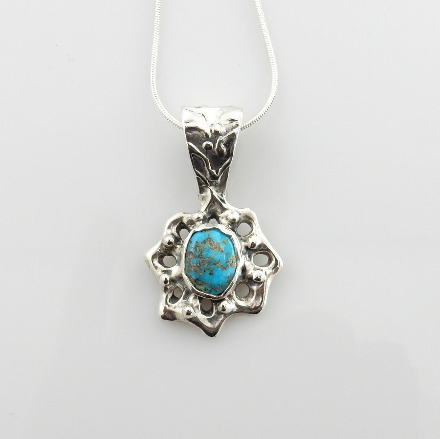 Sterling Silver Blue Turquoise Pendant