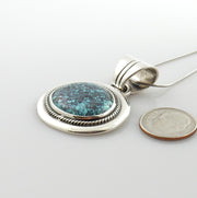 Sterling Silver Spiderweb Turquoise Pendant