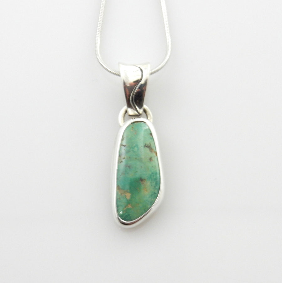 Unique sterling silver turquoise pendant, green turquoise pendant, unique silver turquoise pendant, handmade rosyton turquoise drop pendant