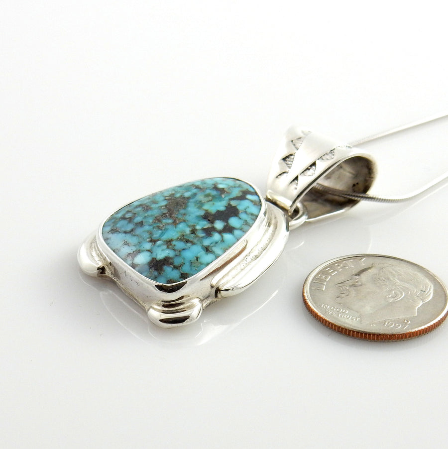 Sterling SIlver Spiderweb Turquoise Pendant