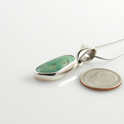 Unique sterling silver turquoise pendant, green turquoise pendant, unique silver turquoise pendant, handmade rosyton turquoise drop pendant