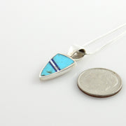 Sterling Silver Lapis Mother of Pearl Turquoise Inlay Drop Pendant