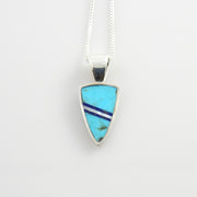 Sterling Silver Lapis Mother of Pearl Turquoise Inlay Drop Pendant