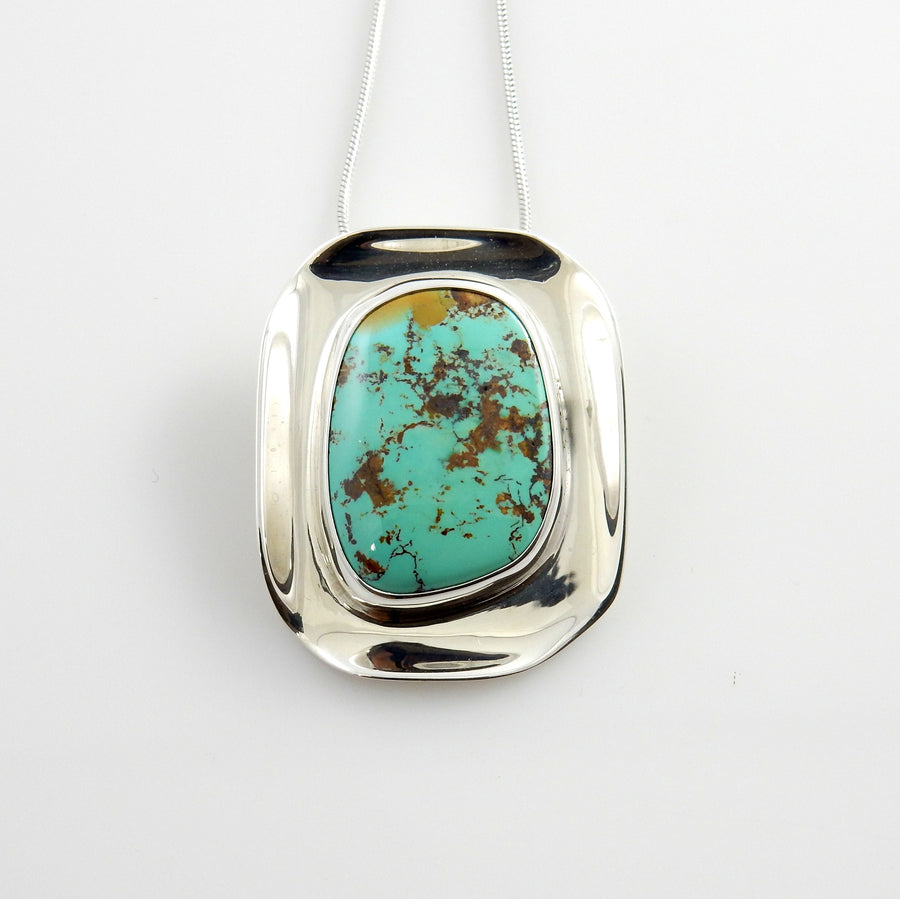 One of a Kind Handmade Sterling Silver Fox Turquoise Pendant