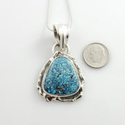 Unique Handmade Sterling Silver Spiderweb Blue Turquoise Pendant