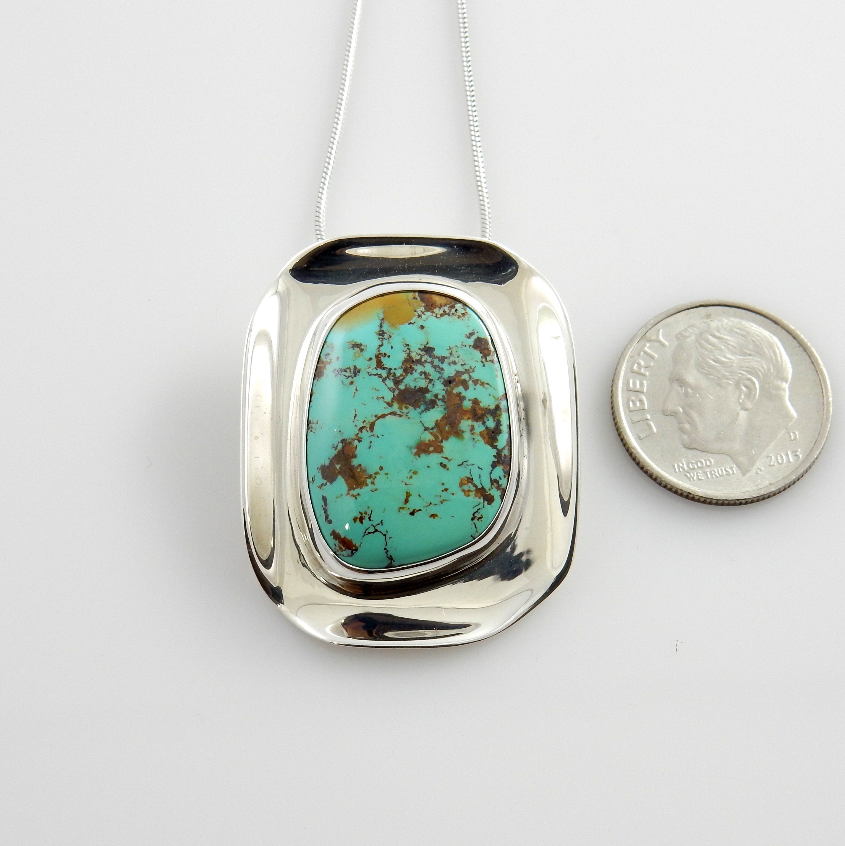 One of a Kind Handmade Sterling Silver Fox Turquoise Pendant