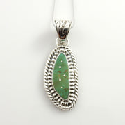 Handmade sterling silver Kings Manassa Turquoise Drop Pendant