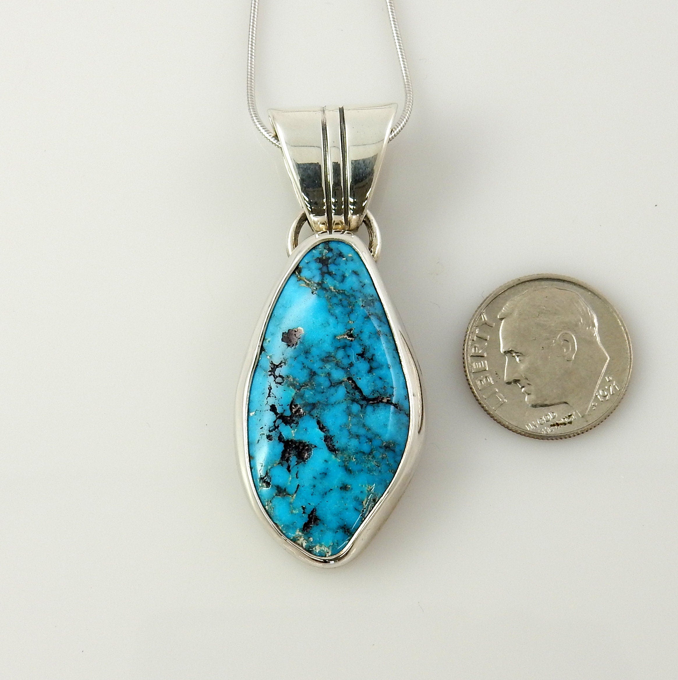 Sterling Silver Morenci Turquoise Pendant