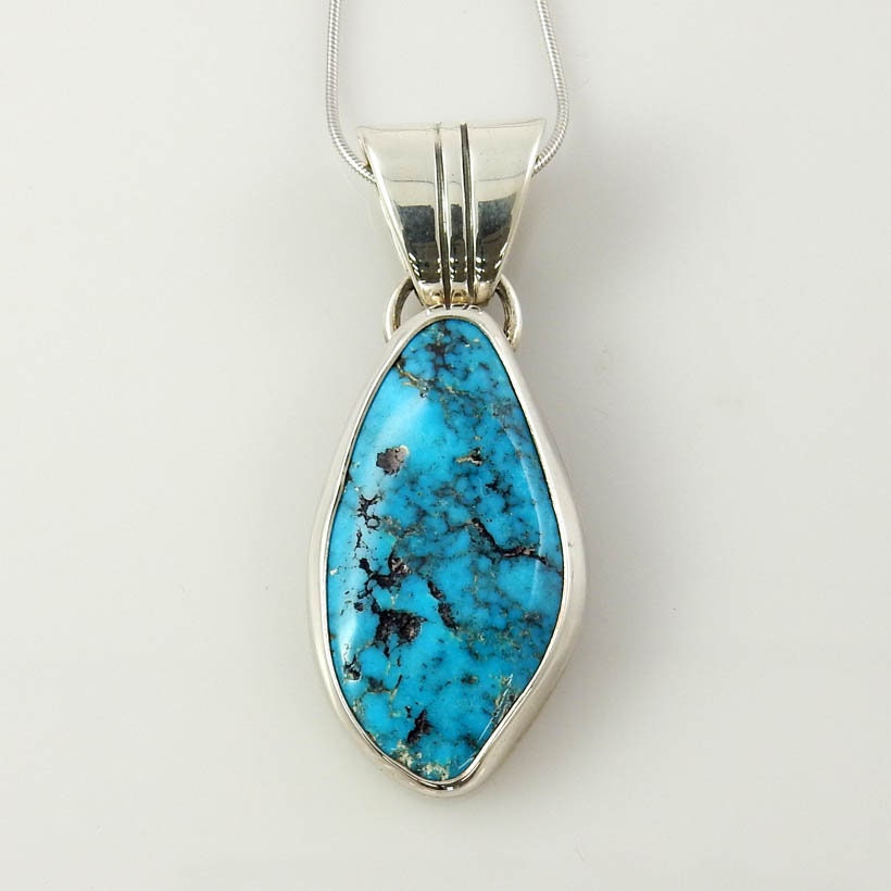 Sterling Silver Morenci Turquoise Pendant