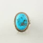 Genuine turquoise ring, silver turquoise ring, sterling silver ring, Southwestern Unique Blue Kingman Turquoise Sterling Silver Ring size 7