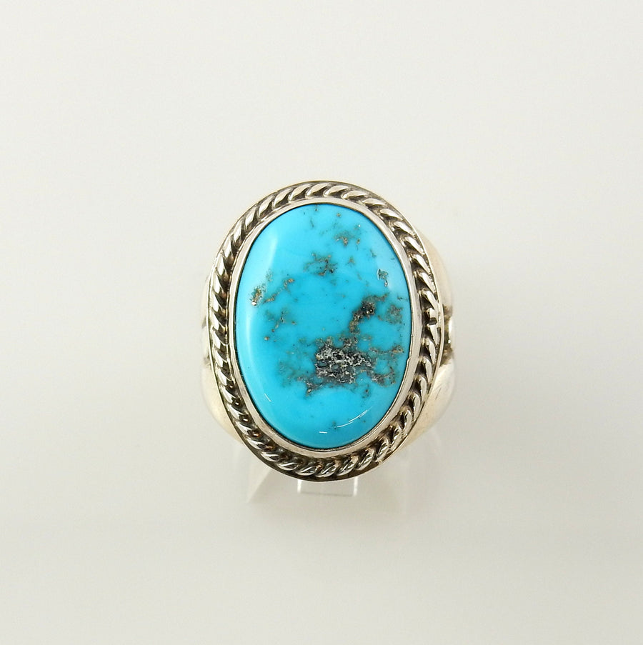 Genuine turquoise ring, silver turquoise ring, sterling silver ring, Southwestern Unique Blue Kingman Turquoise Sterling Silver Ring size 7