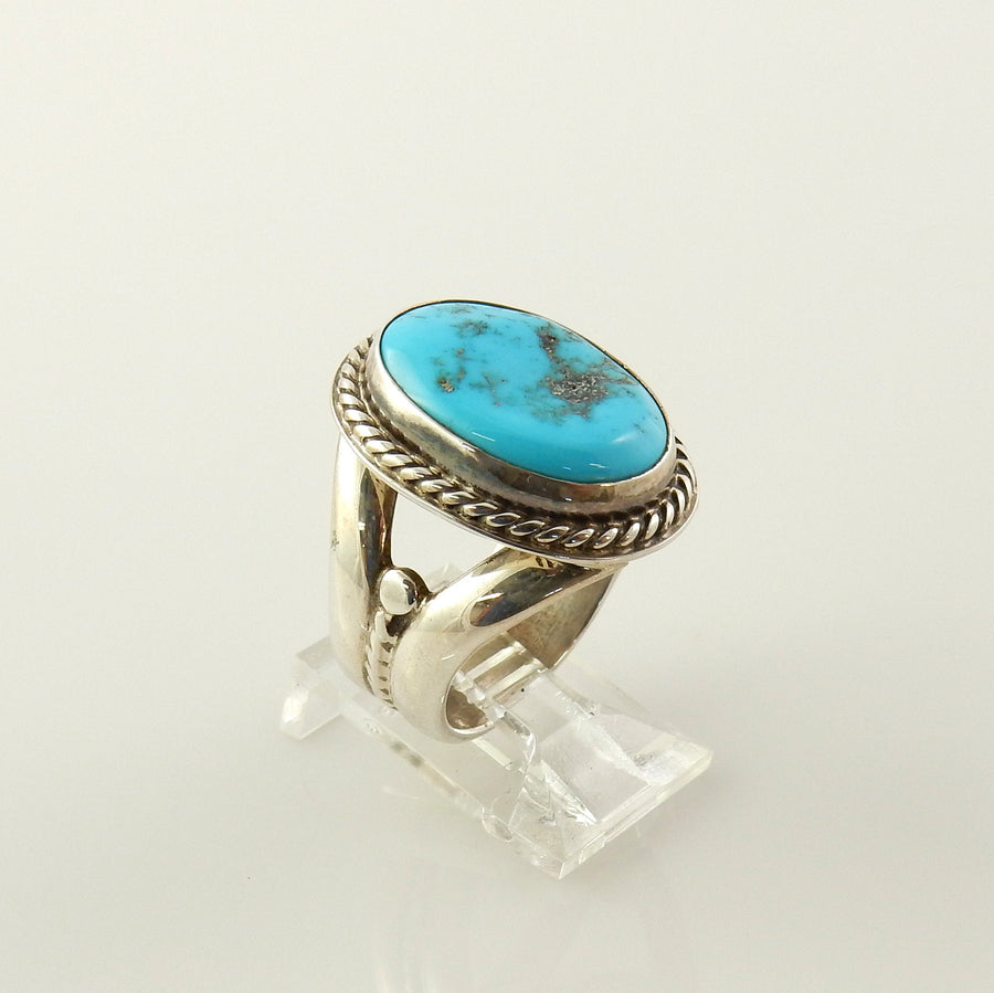 Genuine turquoise ring, silver turquoise ring, sterling silver ring, Southwestern Unique Blue Kingman Turquoise Sterling Silver Ring size 7