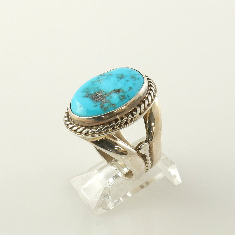 Genuine turquoise ring, silver turquoise ring, sterling silver ring, Southwestern Unique Blue Kingman Turquoise Sterling Silver Ring size 7