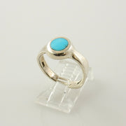 Simple blue turquoise silver ring, sterling turquoise inlay ring, Unique Blue Sleeping Beauty Turquoise Sterling Silver .925 Ring size 6