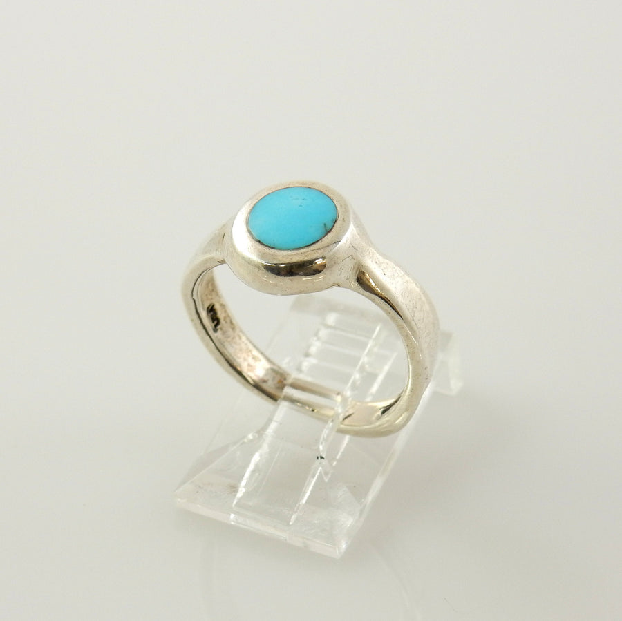 Simple blue turquoise silver ring, sterling turquoise inlay ring, Unique Blue Sleeping Beauty Turquoise Sterling Silver .925 Ring size 6