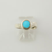 Simple blue turquoise silver ring, sterling turquoise inlay ring, Unique Blue Sleeping Beauty Turquoise Sterling Silver .925 Ring size 6