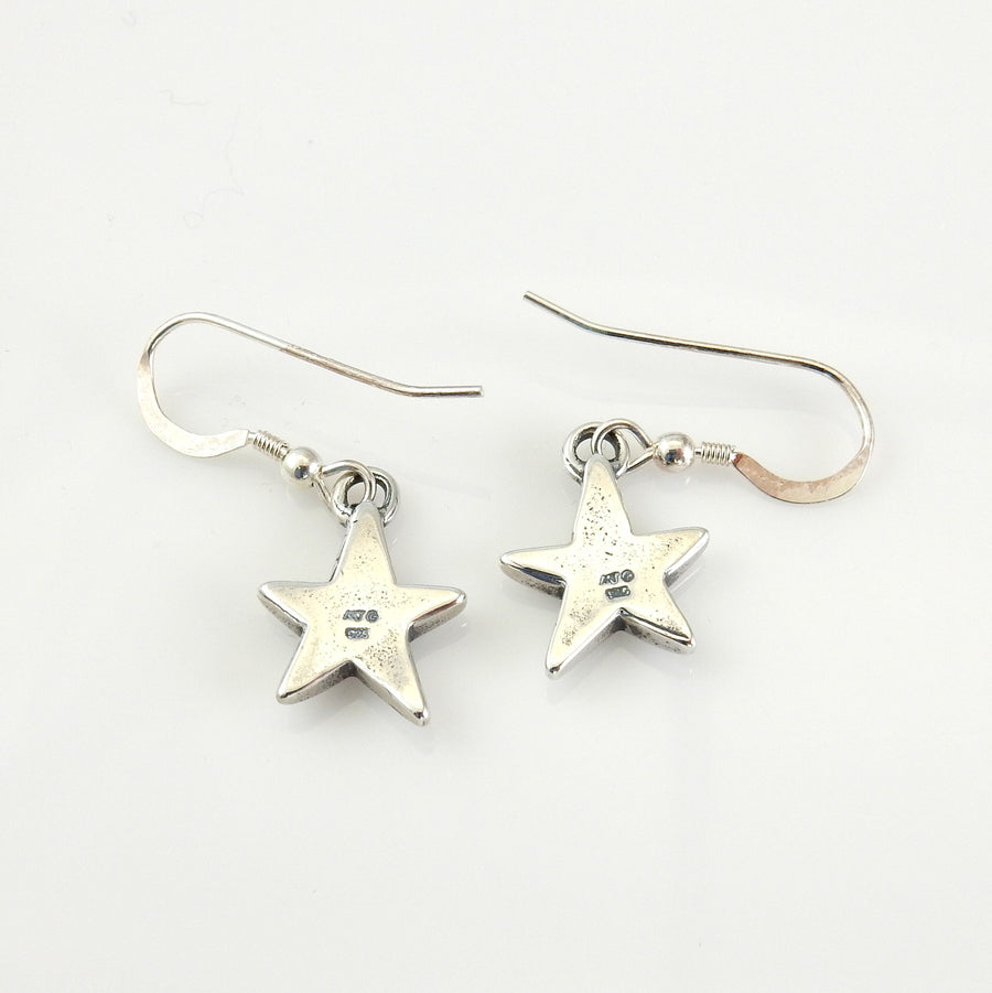 Sterling Silver Blue Turquoise Star Inlay Earrings