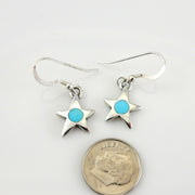 Sterling Silver Blue Turquoise Star Inlay Earrings