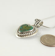 Sterling Silver Green Turquoise Heart Pendant