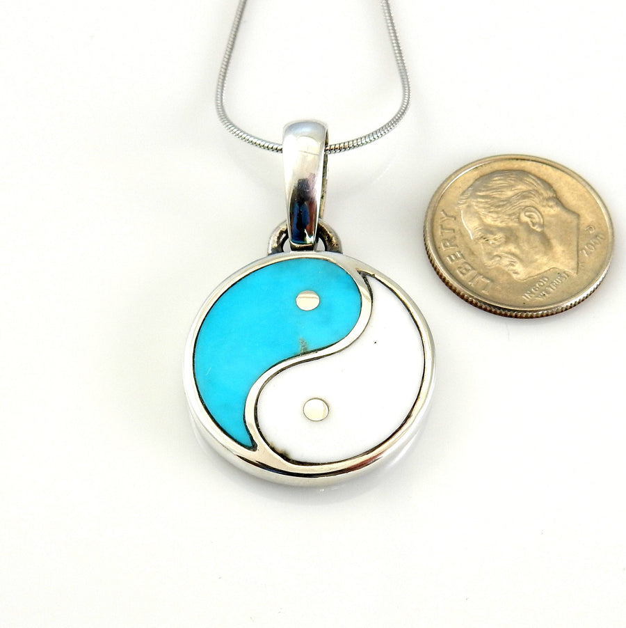 Sterling SIlver Turquoise Howlite Inlay Yin Yang Pendant