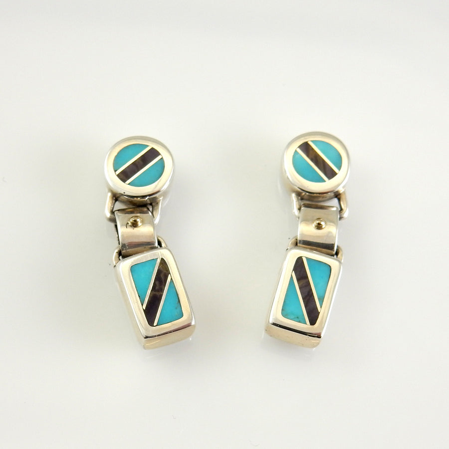 Sterling Silver Turquoise Sugilite Inlay Post Earrings