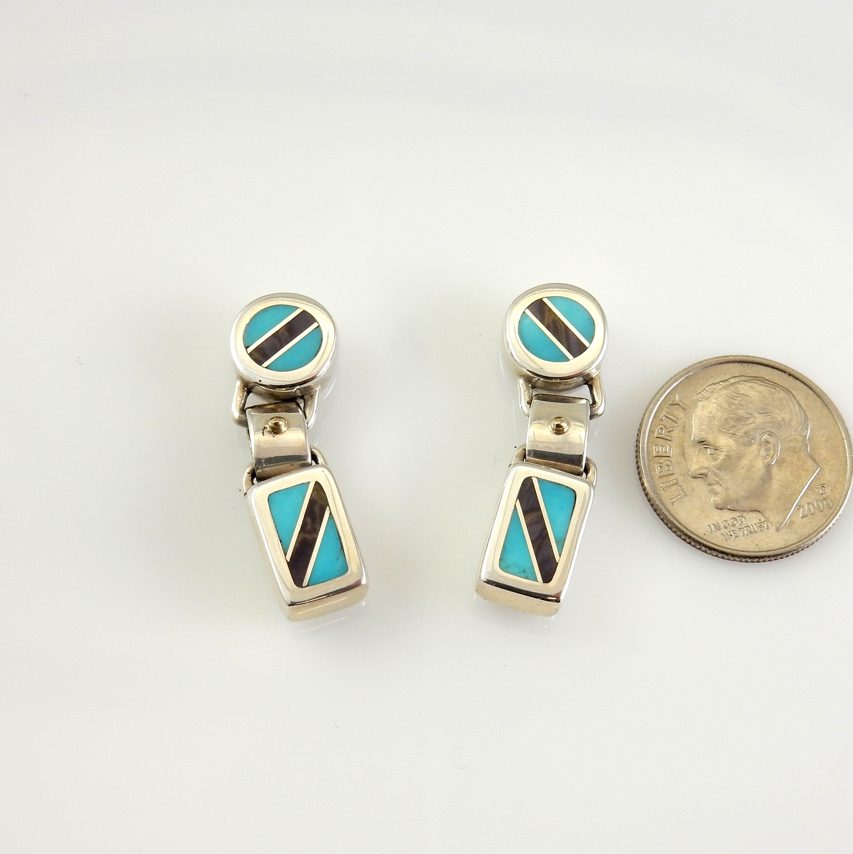 Sterling Silver Turquoise Sugilite Inlay Post Earrings