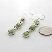 Unique Southwestern Silver Gaspeite Earrings, Sterling Silver Gaspeite Dangle Earrings, Handmade Gaspeite Earrings, Gaspeite Silver Earrings