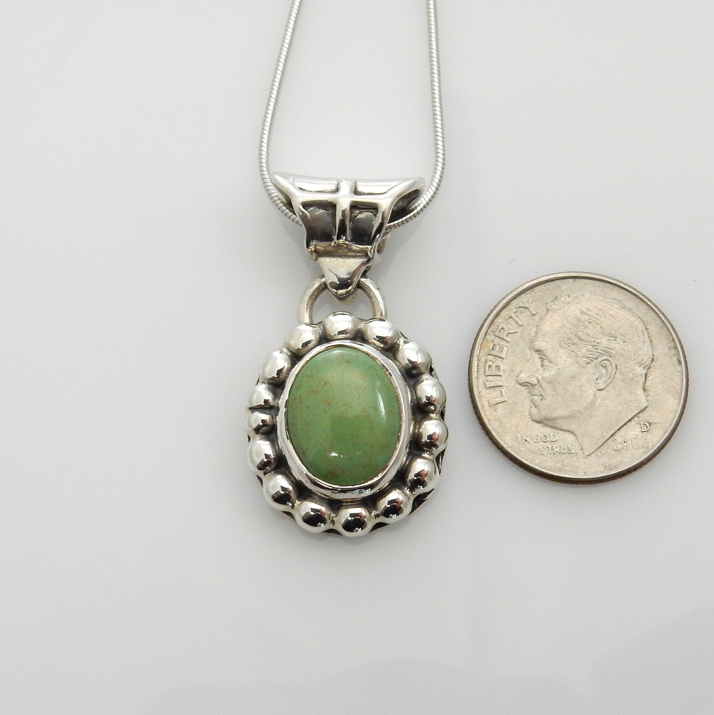 Unique Sterling Silver Green Gaspeite Pendant, One of a kind Silver Gaspeite Pendant, Sterling Silver Gaspeite Southwestern Drop Pendant