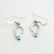 Silver blue turquoise Earrings, sterling silver turquoise inlay earrings, simple 925 polished natural inlay turquoise dangle earrings