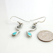 Sterling Silver Blue Turquoise Inlay Dangle Earrings