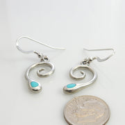 Sterling Silver Blue Turquoise Inlay Dangle Earrings