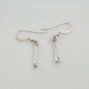 Unique Silver Gaspeite Drop Inlay Earrings, Sterling Silver Artistic Gaspeite Dangle Inlay Earrings, Green Gaspeite Inlaid Drop Earrings