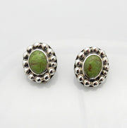 Silver Green Gaspeite Clip Earrings, Sterling Silver Handmade Gaspeite Clip Earrings, Unique Southwestern Silver Gaspeite Earrings