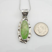 Unique Sterling Silver Green Gaspeite Pendant, One of a kind Silver Gaspeite Pendant, Sterling Silver Gaspeite Southwestern Drop Pendant