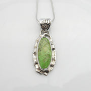 Unique Sterling Silver Green Gaspeite Pendant, One of a kind Silver Gaspeite Pendant, Sterling Silver Gaspeite Southwestern Drop Pendant