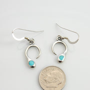 Silver blue turquoise Earrings, sterling silver turquoise inlay earrings, simple 925 polished natural inlay turquoise dangle earrings