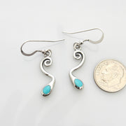 Sterling Silver Blue Turquoise Inlay Dangle Earrings