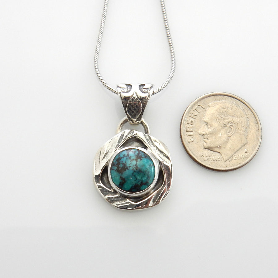 Unique Sterling Silver Spiderweb Turquoise Pendant, Handmade Silver Turquoise Drop Pendant, Spiderweb Turquoise Sterling Unique Pendant