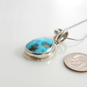 Sterling Silver Kingman Turquoise Drop Pendant