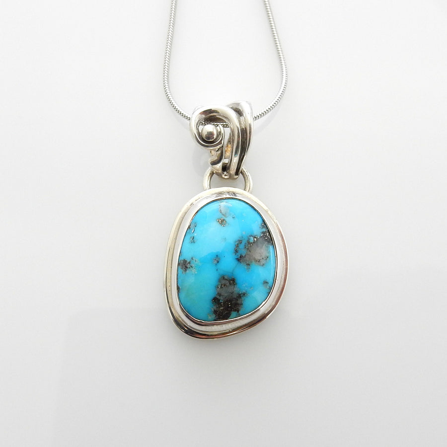 Sterling Silver Kingman Turquoise Drop Pendant