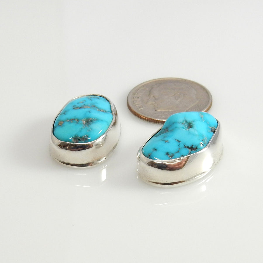 Sterling Silver Blue Turquoise Handmade Post Earrings