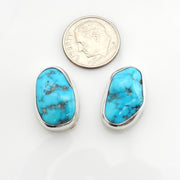 Sterling Silver Blue Turquoise Handmade Post Earrings