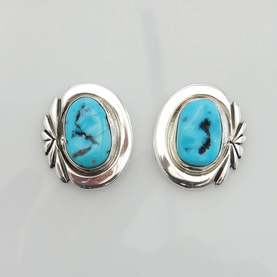 Sterling Silver Kingman Turquoise Post Earrings