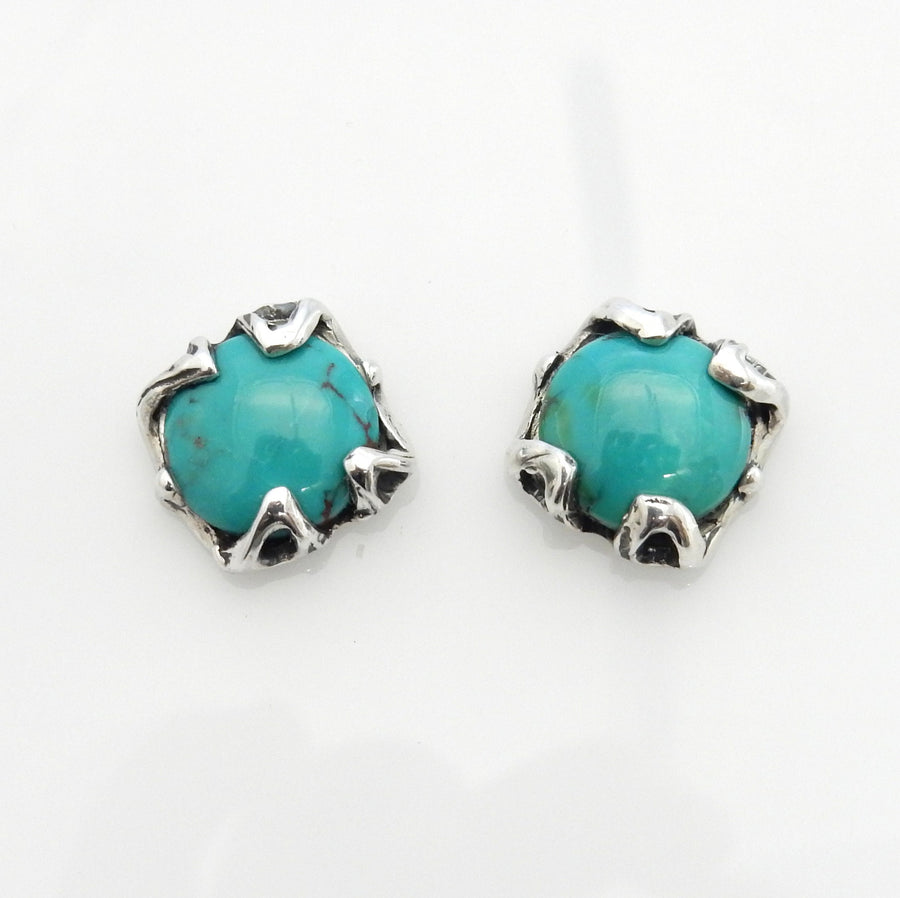 Sterling Silver Handmade Turquoise Post Earrings