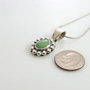 Unique Sterling Silver Tibetan Turquoise Pendant, Handmade Silver Green Turquoise Drop Pendant, Southwestern Silver Turquoise Pendant