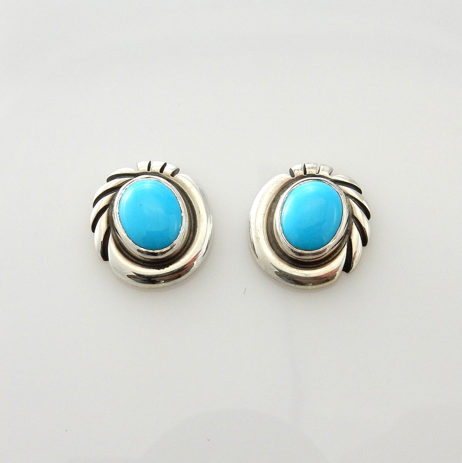 Sterling Silver Blue Turquoise Post Earrings