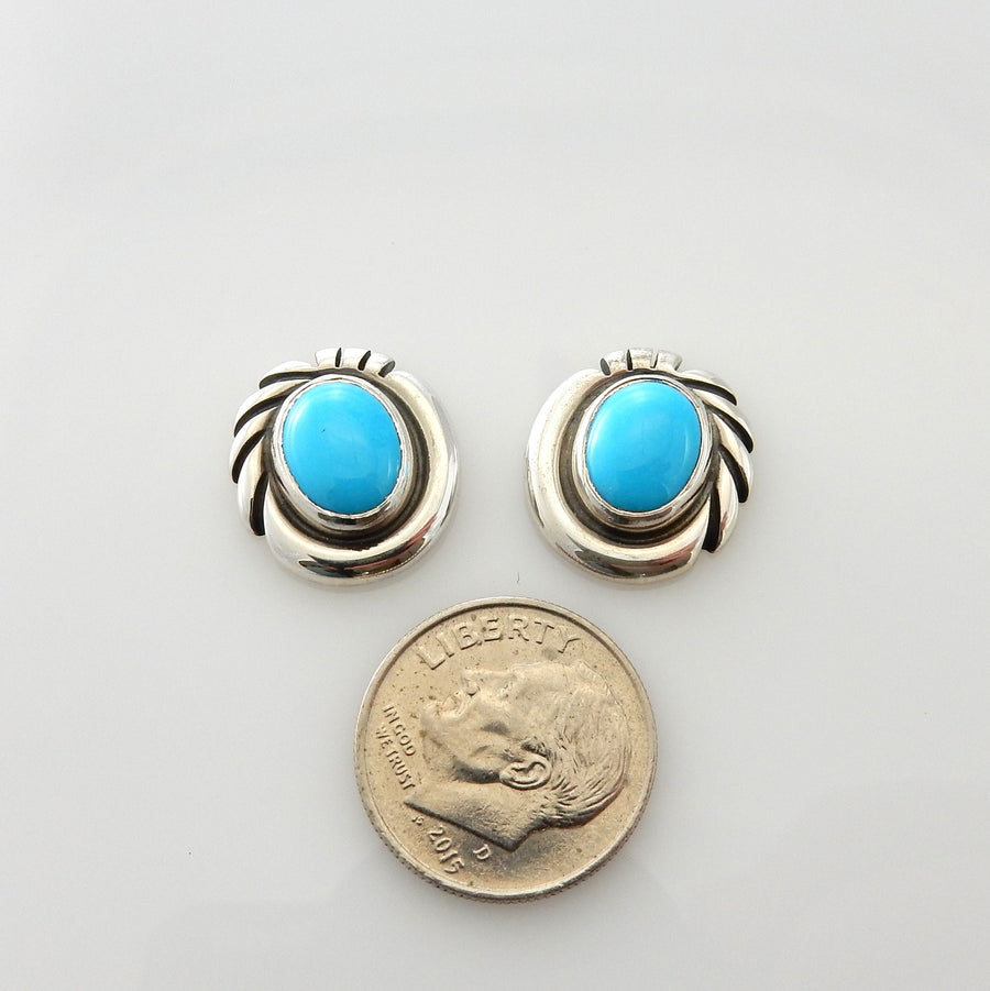 Sterling Silver Blue Turquoise Post Earrings