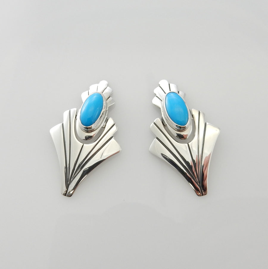 Sterling Silver Blue Turquoise Post Earrings